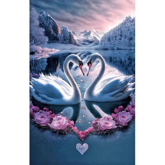 Kit Diamond Painting Oiseaux Fleurs - 50x60cm - Diamants 5D - Complet Avec Outils