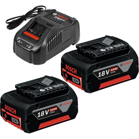 Pack 2 Batteries GBA 18V 5.0Ah + Chargeur GAL1880CV Bosch 1600A00B8J 