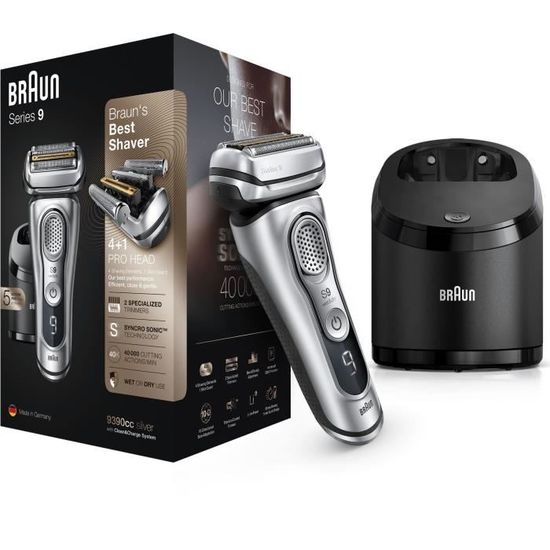 Rasoir Électrique BRAUN Series 9 9390cc - Barbe Homme - Station Clean&Charge