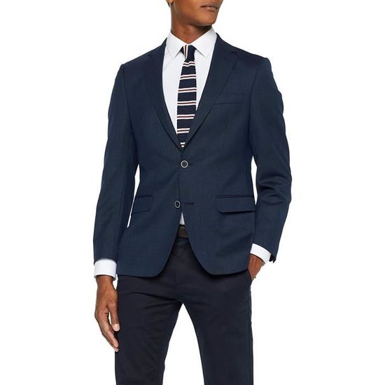 Blouson De Costume Bugatti Gris Taille 60 Homme - Col à Revers, 4 Boutons De Manche, Structure Stretch, élégant