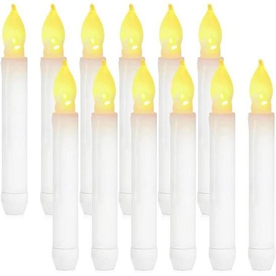 Lot De 12 Bougies LED Flamme Vacillante - Effet 3D Réaliste - Sans Flamme - Neuves