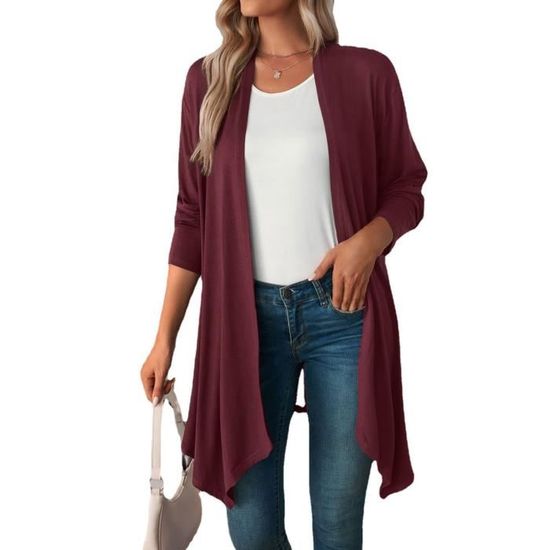 Cardigan Cintré Pour Femme - Col En V, Manches Longues, Couleur Unie, Pull Tendance Décontracté