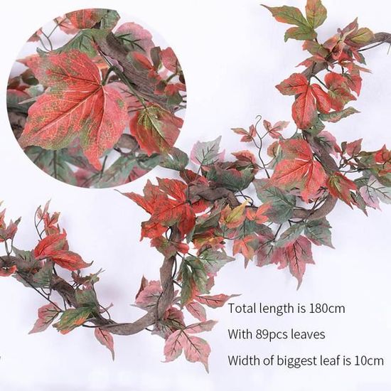 Guirlande De Feuilles D'érable Artificielles 1.8 M - Décor Noir Pour Halloween, Automne, Mariage - Intérieur/extérieur