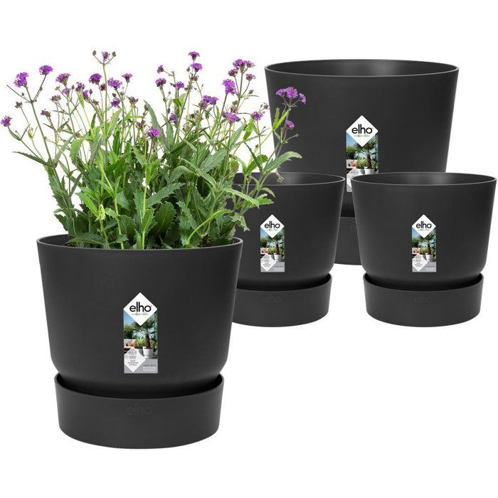 ELHO Lot de 2 pots de fleur rond Greenville Ø14xH134 cm et Ø16xH153 cm 7