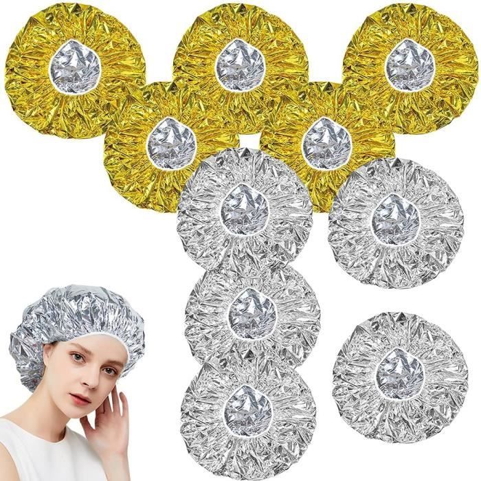 10 piècesBonnet Chauffant Cheveux Soin Aluminium,Bonnet Auto Chauffant Cheveux,Bonnet Chauffant Soin, Bonnet Chauffant pour Cheveux