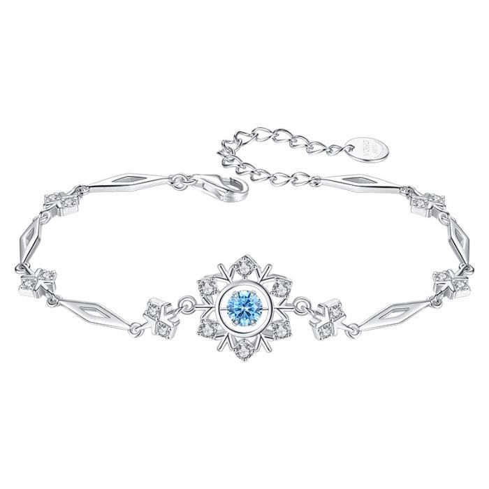 Cadeau Noël Bracelet Femme SANSI - Bijoux Magnifique Gourmette Flocon de Neige Inlay Zircon Rotatif