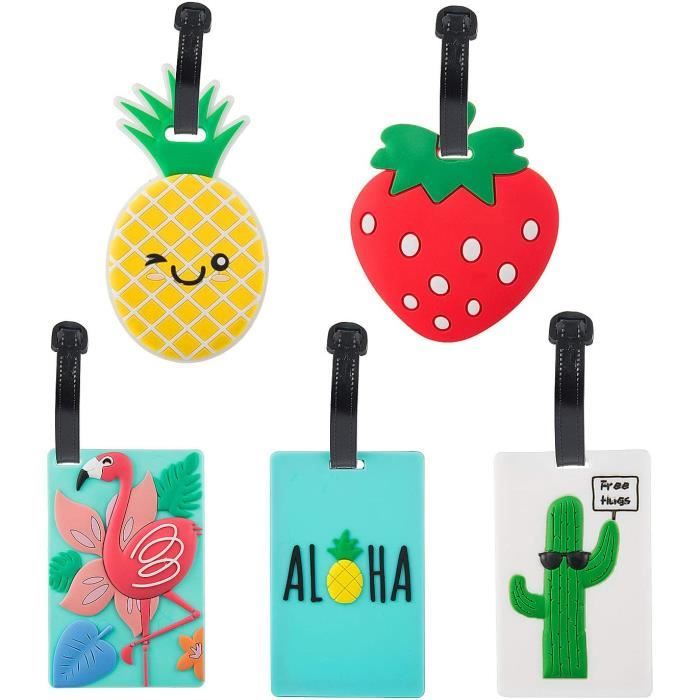 Etiquettes à Bagage, 5 Pack Bagages Étiquettes, PVC Étiquettes de Bagage, d'identification Étiquettes de Voyage, étiquettes V