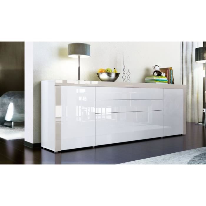 Buffet enfilade blanc au contour sable 200 cm