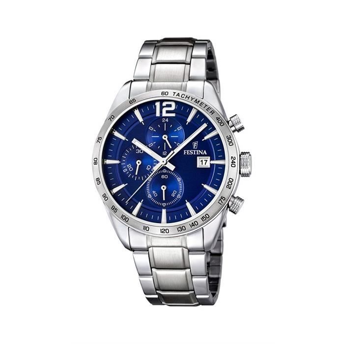 Festina - F16759-3 - Montre Homme - Quartz Analogique - Chronomètre-Aiguilles Lumineuses - Bracelet Acier Inoxydable Argent