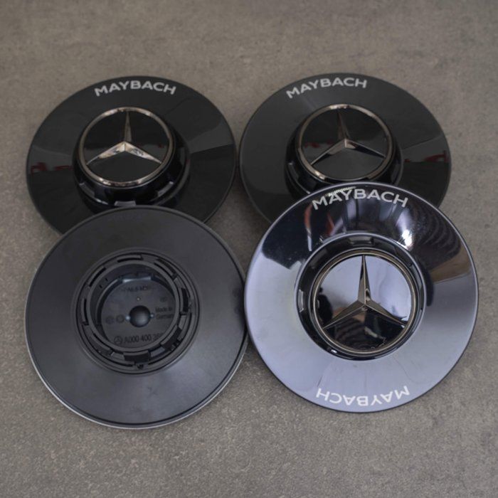 4 Logos Emblème Mercedes Benz Nouvelle Moulure Monobloc Jante Cache Moyeu Centre De Roue Insigne Noir 75mm
