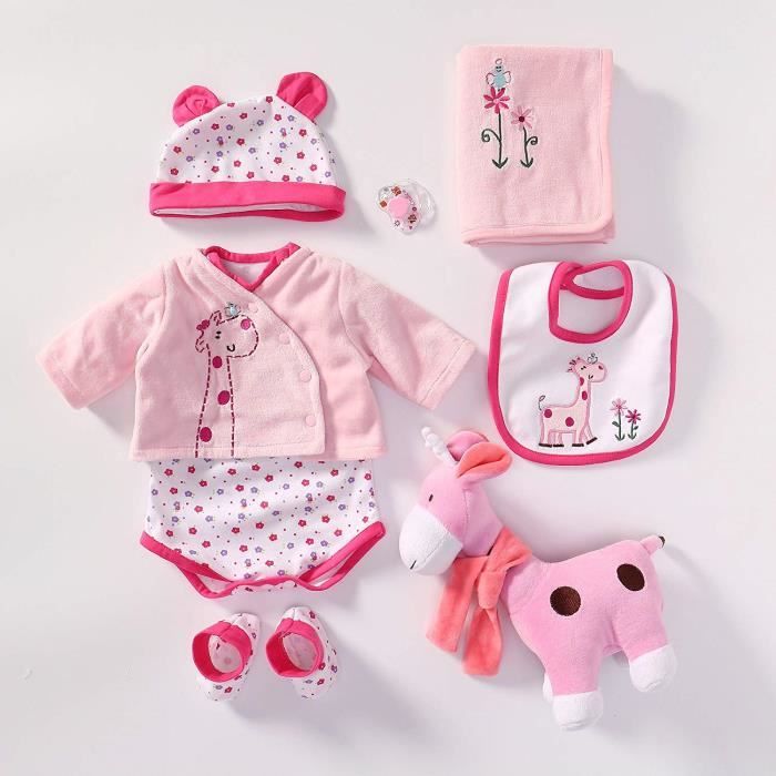 Yesteria Vêtement de Bébé Reborn Tenue pour Fille Poupée Réaliste de 50- 55 cm Girafe Rose