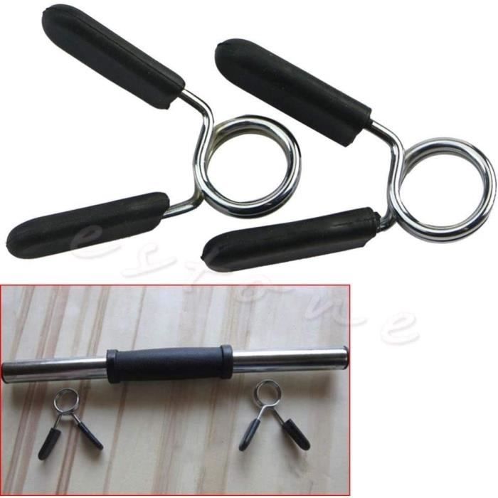 Solide et Robuste 1pair 25 mm Gym Poids Barre haltère Verrouillage Standard Barbell Collier Ressort Clips Serrage pour l'entr 742