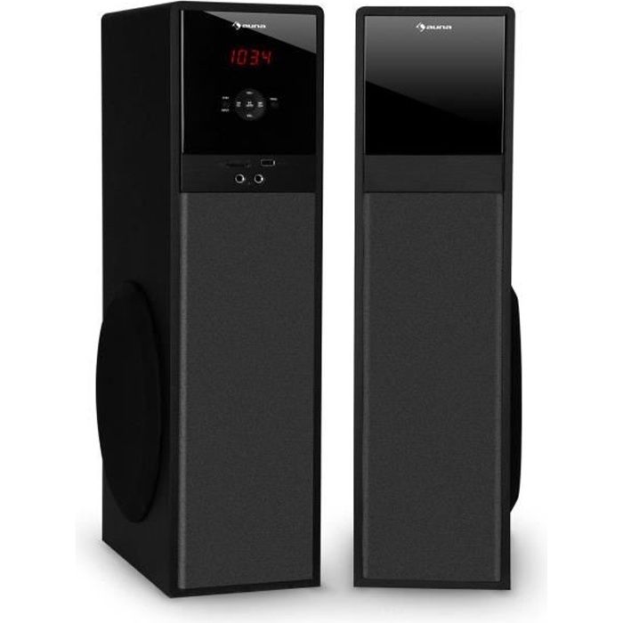 auna Line 100 A 2.0 Pack Enceintes colonne HiFi 3 voies -lecteur USB SD MP3 - 2x80W - noir