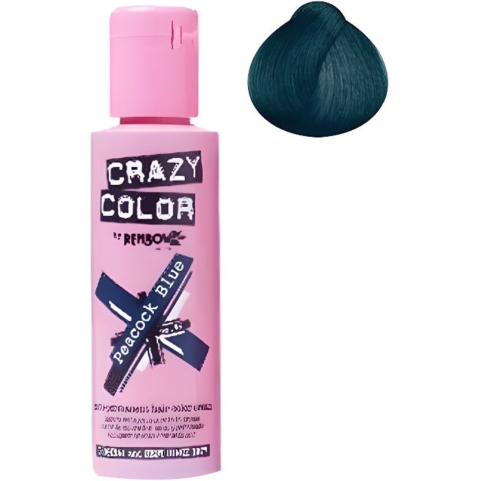 Coloration cheveux semi-permanente CRAZY COLOR PEACOCK BLEUCouleur : Bleu CanardPour un look FUN et des cheveux aux couleurs