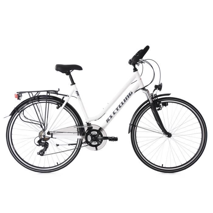 Vélo VTC 28'' - KS CYCLING - Metropolis - Femme - 21 Vitesses - Guidon Multiposition - Blanc - Taille de Cadre 53 cm