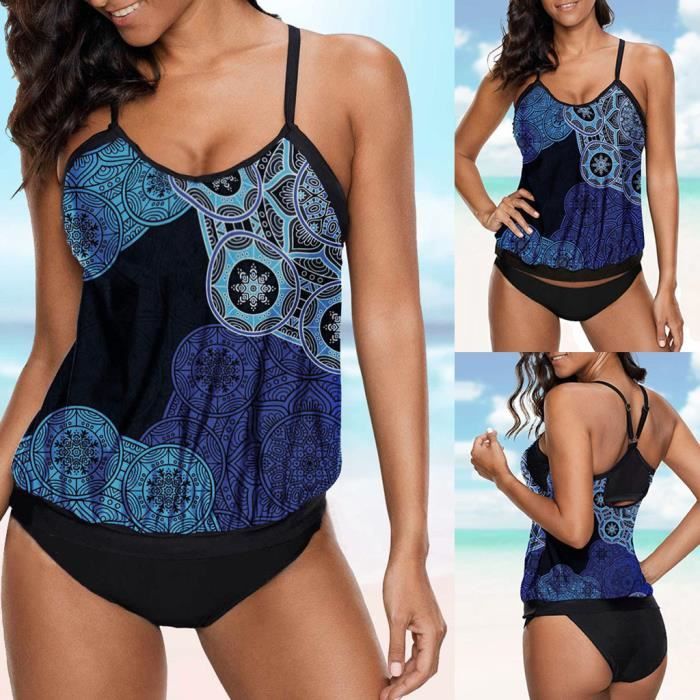 Femmes Plus Size Imprimer tankini Swimjupmsuit maillot de bain Beachwear Maillots de bain