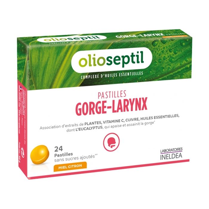 Ineldea Olioseptil Pastilles Gorge-Larynx Miel Citron 24 pastilles