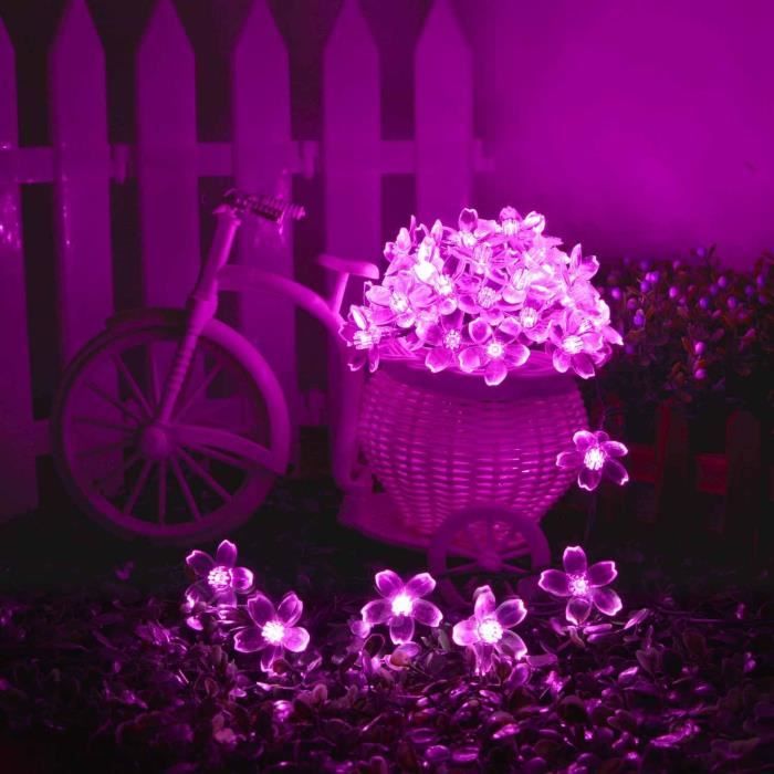 7M 50LEDS Rose Sakura Fleur Lampe solaire Guirlande LED lumières solaire fée lumière Garden Garland Party Outdoor Decora Waterproof