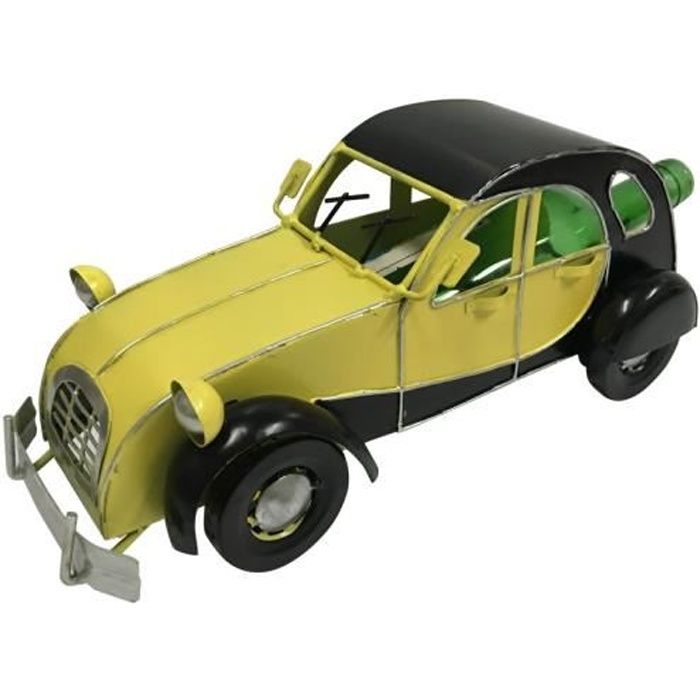 Porte bouteille métal Voiture ancienne bordeaux et noire PREMIUM - Jaune