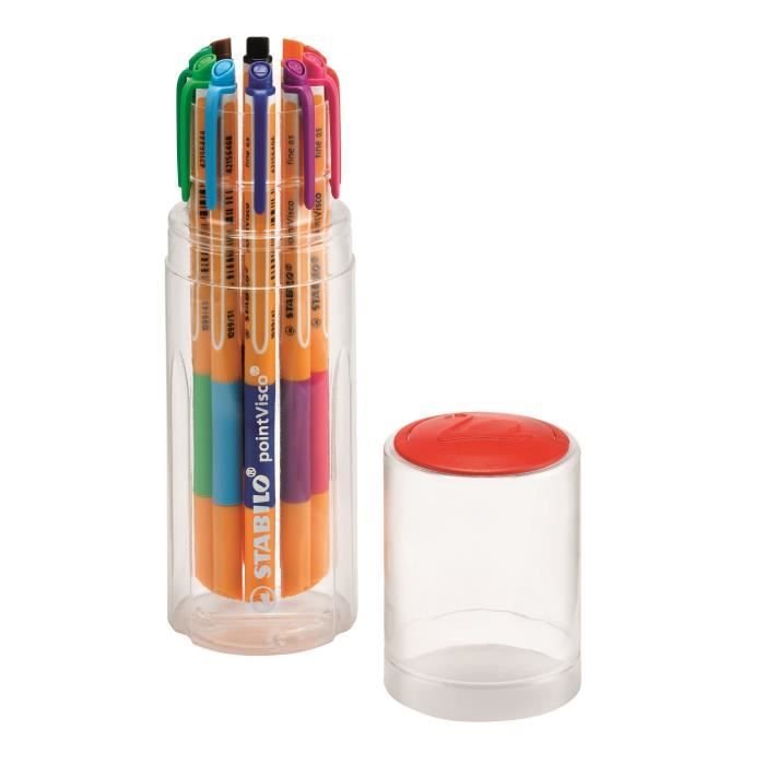 STABILO Tube de 10 Rollers à encre PointVisco - Couleurs Assorties