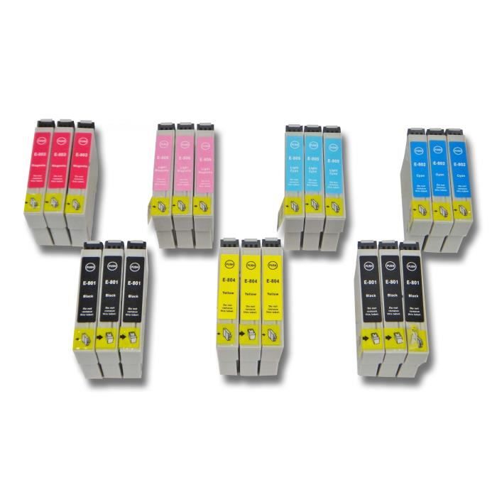 Cartouches d'encre pour Epson Stylus Photo PX730, PX730WD, PX810 - Remplace: T0801, T0802, T0803, T0804, T0805, T0806 - Contenu d...