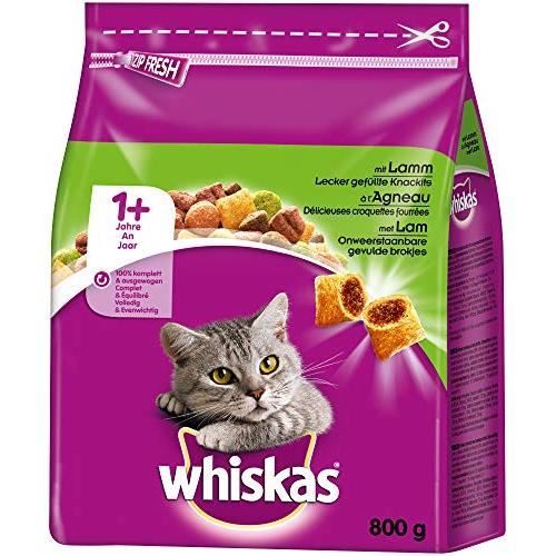 Whiskas-Nourriture sèche pour chat Adulte 1+ avec agneau (5 x 0,8 kg) 5900951265341