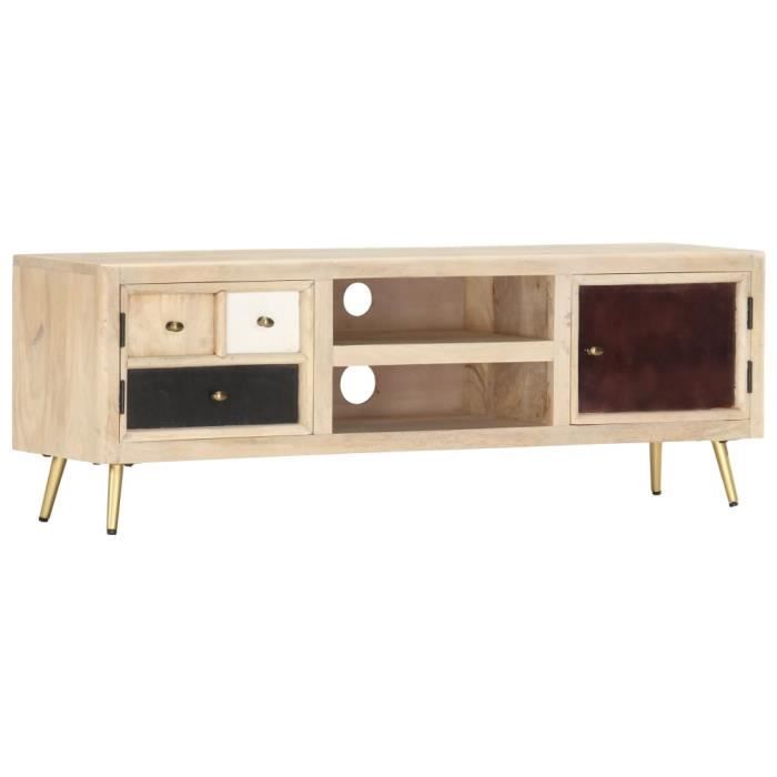 RIN Meuble TV 120 x 30 x 40 cm Bois massif de manguier3