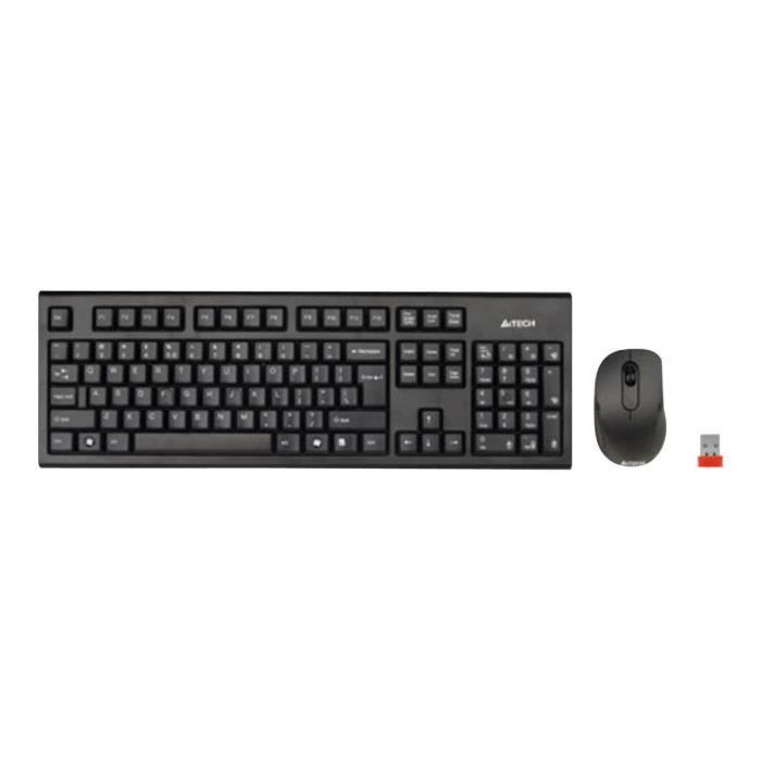 Ensemble clavier et souris sans fil - A4Tech - 7100N - 2.4 GHz - Noir - PADLESS
