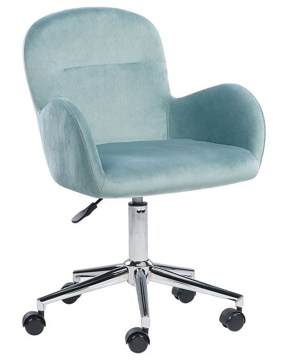 Chaise de bureau en velours vert menthe PRIDDY