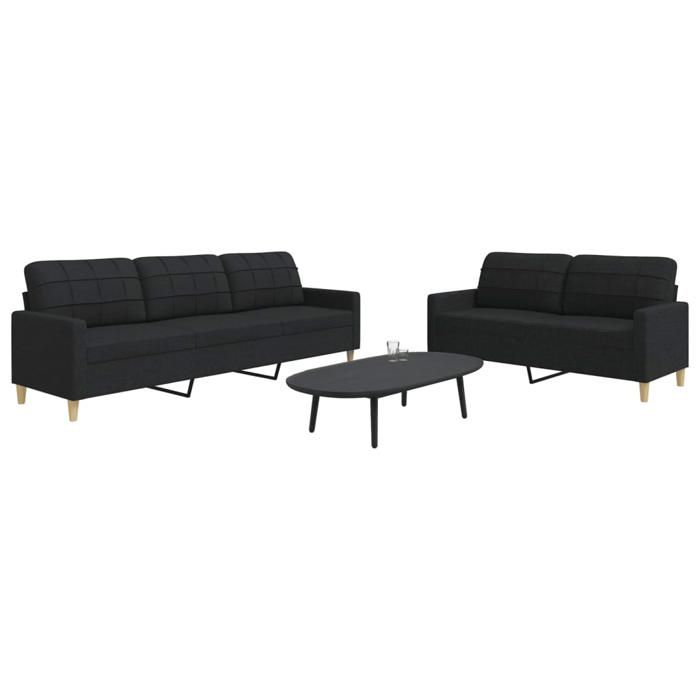 vidaXL Ensemble de canapés 2 pcs noir tissu canapé siège de canapé canapé relax canapé confort fauteuil de télévision 3278323