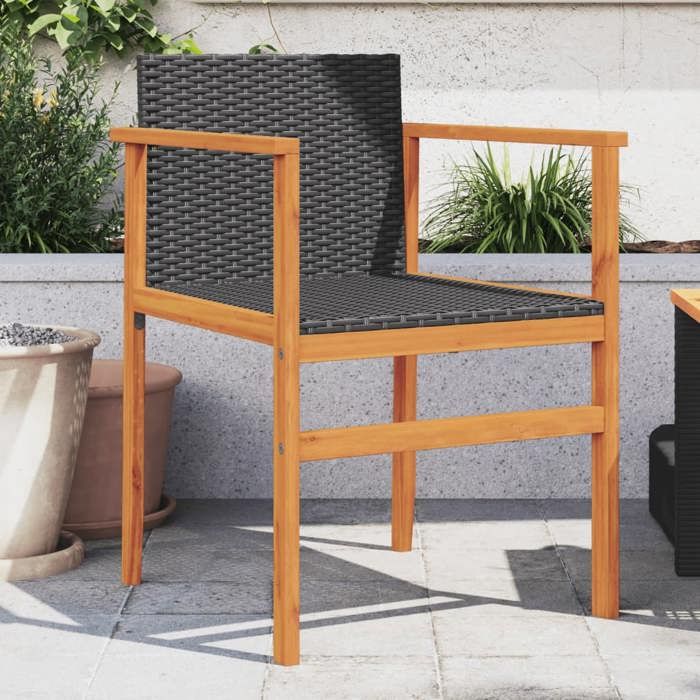 vidaXL Lot de 2 Chaises de Jardin Sièges avec Accoudoirs Fauteuils avec Dossier Patio Moderne Noir Résine Tressée et 368708