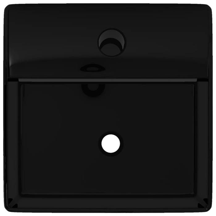 Vasque/Lavabo rectangulaire à trou - UU - Noir en céramique pour salle de bain L98