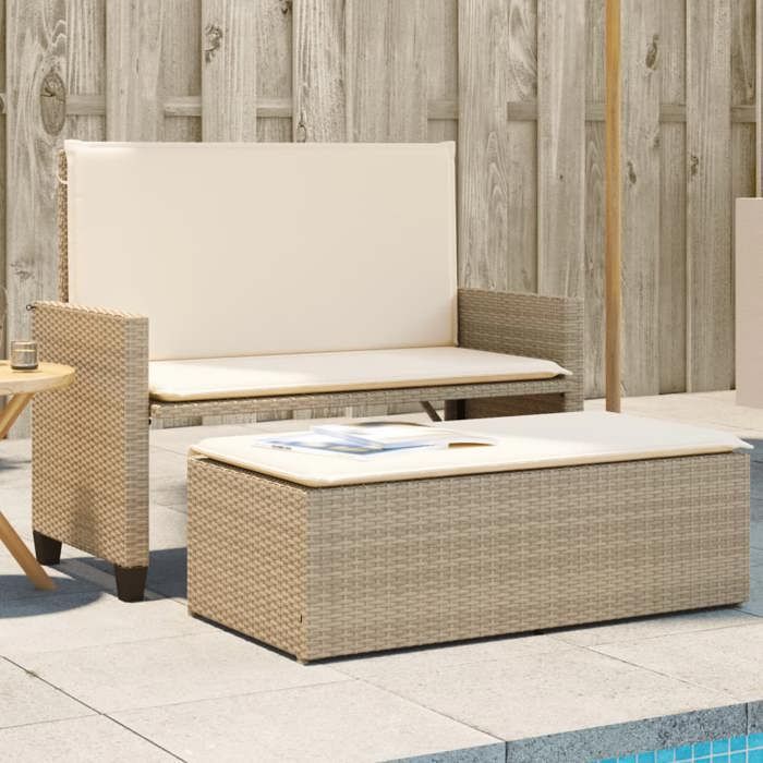 Banc de jardin VIDAXL Convertible en canapé lit Coussins confortables Polyrotin