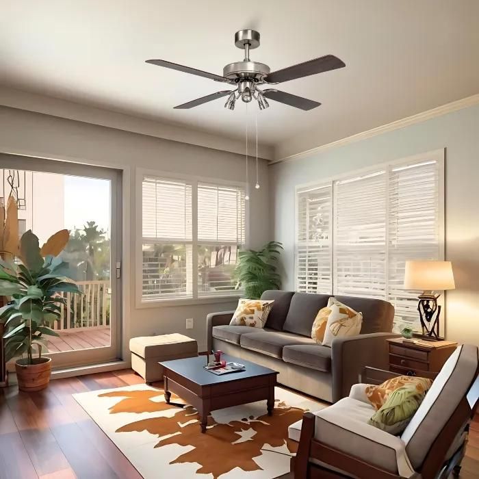 TEXAS Ventilateur de plafond avec lumière nickel/bois Ø132 - Ols Original