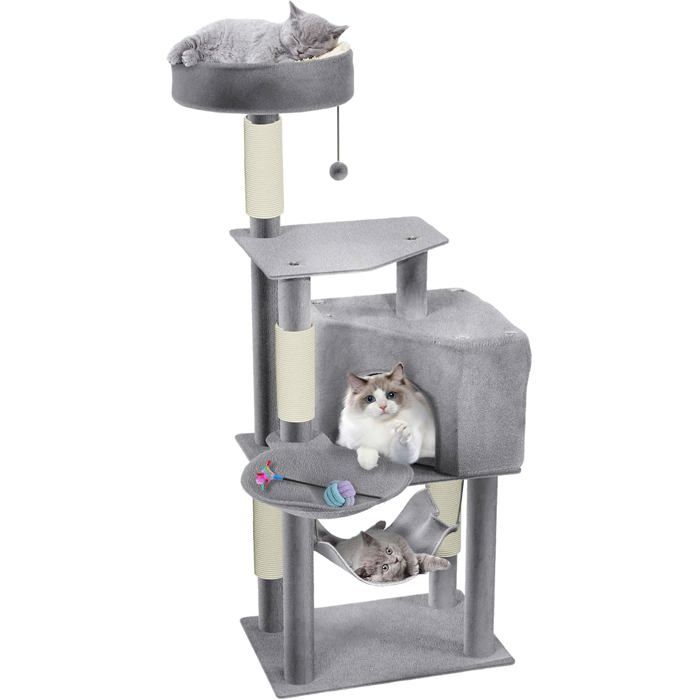 Meilleurs prix pour Arbre à chat - UISEBRT - K1266 - 555x39x134cm - Grotte et hamac - Structure stable