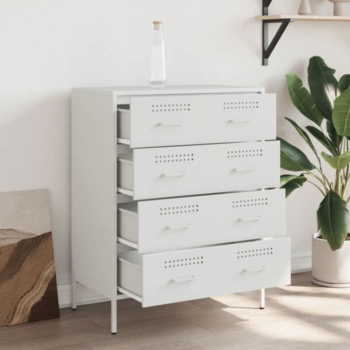 (SOLDE dété) Placard/Buffet bas - Décor salon - blanc 68 x 39 x 89 cm acier *aspect pratique6290954