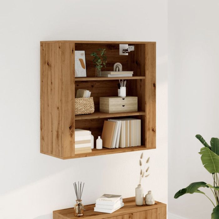 Armoire murale - Chêne artisanal - 80x33x80 cm - Bois dingénierie - Montage facile