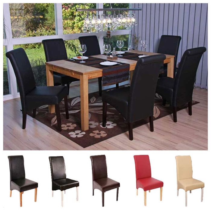 6x chaise de salle à manger chaise de cuisine chaise M37 - cuir noir pieds foncés 6x chaise de salle à manger chaise de cuisine chaise M37 - cuir noir pieds foncés