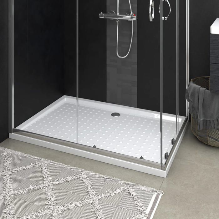 Receveur de douche avec picots - Happiness - Blanc - 80x200x4 cm - ABS - Diamètre de vidange 90 mm - Seuil bas