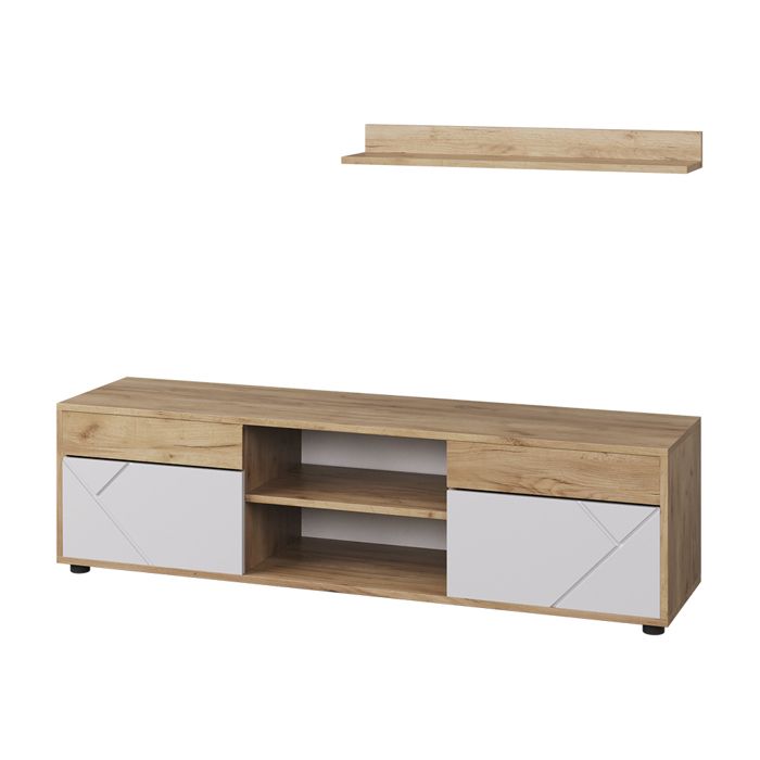 Meuble-paroi Berno 2 parties Chêne de force doré/Blanc Vicco 57826