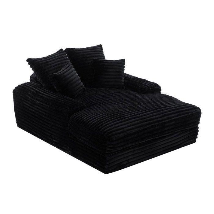 Méridienne Canapé-lit Noir 137×175×63cm Design Luxe En Corde 4 Coussins Sans Assemblage Gain De Place Pour Salon Méridienne Canapé-lit Noir 137×175×63cm Design Luxe En Corde 4 Coussins Sans Assemblage Gain De Place Pour Salon
