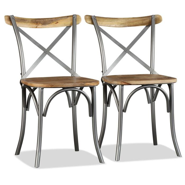 Confortable Chaises à manger (2 pcs) Applications larges 110 kg par siège bois solide de manguier__19165