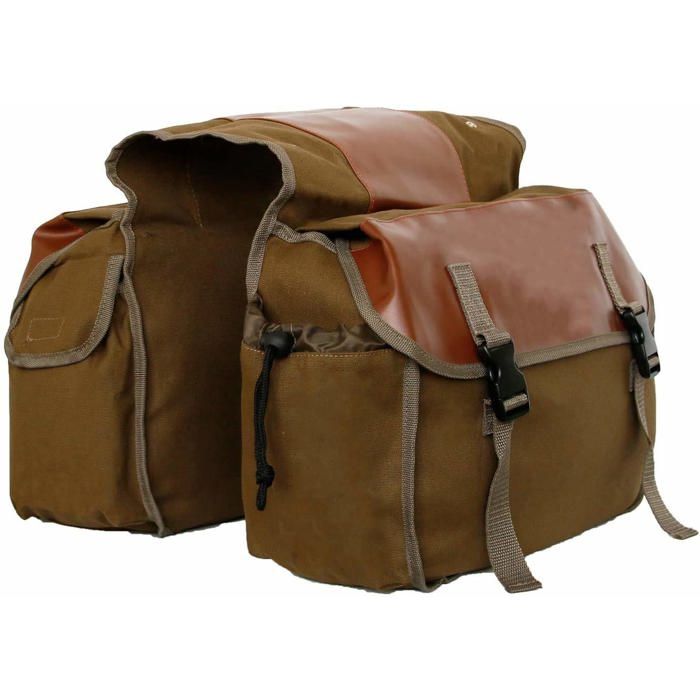 Sacoche Vélo Rétro 1 Pièce - Sac Porte Bagages Double Siège Arrière pour Vélo Moto Kaki Cuneary