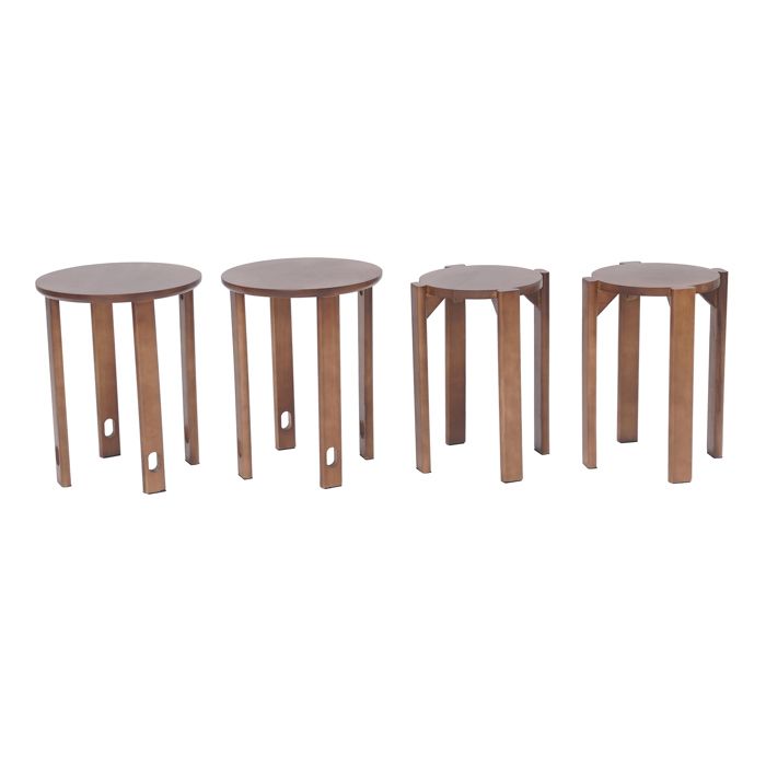 Lot de 4 tabourets empilables en bois avec roues tabourets ronds en bois pour salle à manger