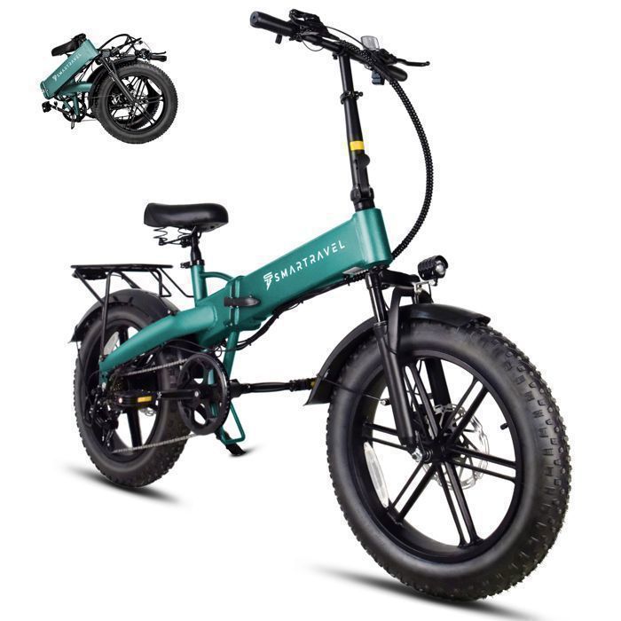Vélo électrique pliable 20 – SMARTRAVEL M6 – 250W 48V 15Ah – Autonomie 130km – Freins hydrauliques – 7 vitesses – Vert