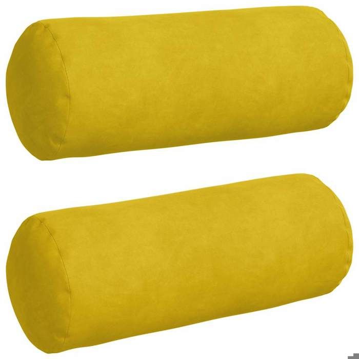 Moderne Coussins daccent 2 pcs Jaune Ø 15 x 40 cm Décoration de chaises & canapés @EU58233