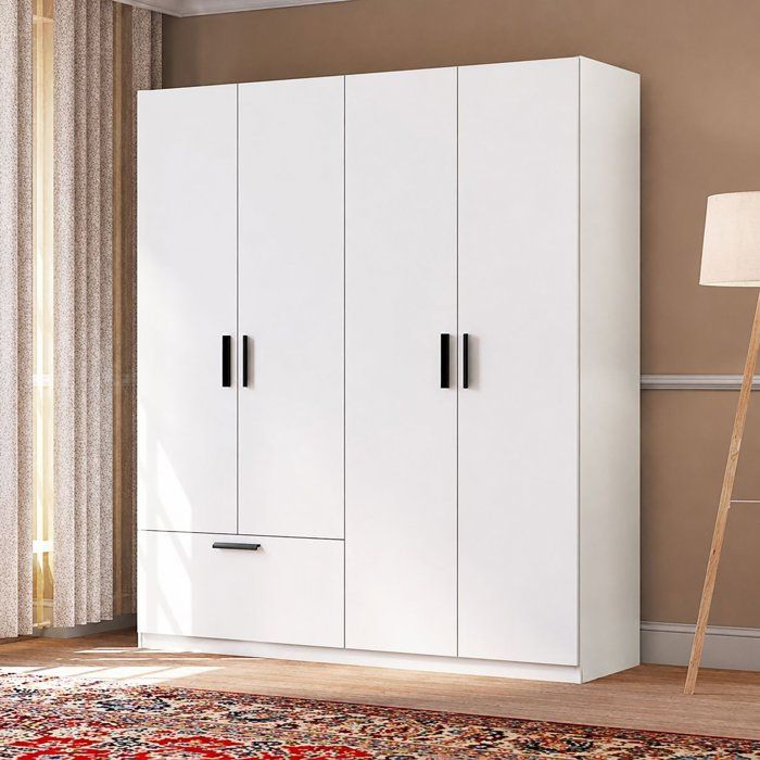 Armoire Grande Lidase Dmora en Bois Mélaminé Blanc 180x210h cm Armoire Grande Lidase Dmora en Bois Mélaminé Blanc 180x210h cm