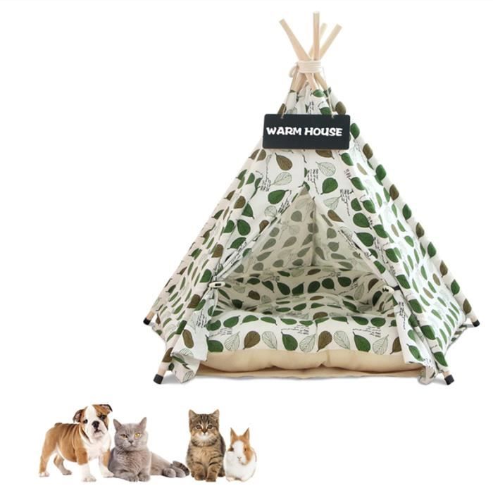 Meilleurs prix pour Niche pour ChatTipi Chien Chat de Comgagnie avec CoussinTent Tipi de LuxeMaisons pour Chat avec Petit Tableau Noir (Green Leaf