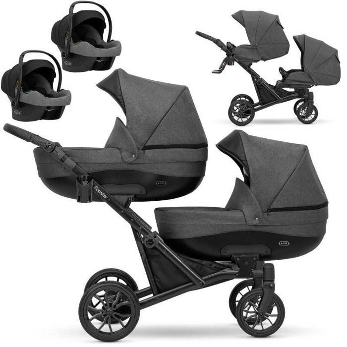 Poussette jumeaux double KUNERT Booster 3en1 Duo - Gris foncé - Cdiscount  Puériculture & Eveil bébé