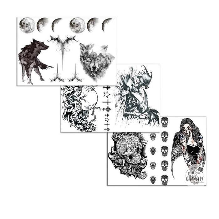 Tatouages Temporaires Halloween Pour Enfants - 3 Planches De Motifs, Hypoallergéniques, Vegan, Facile à Appliquer